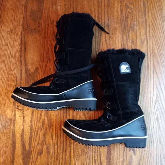 Sorel Joan of Arctic Women's Waterproof Black Suede Faux Fur-Lined Boot Size 9 - Picture 1 of 16